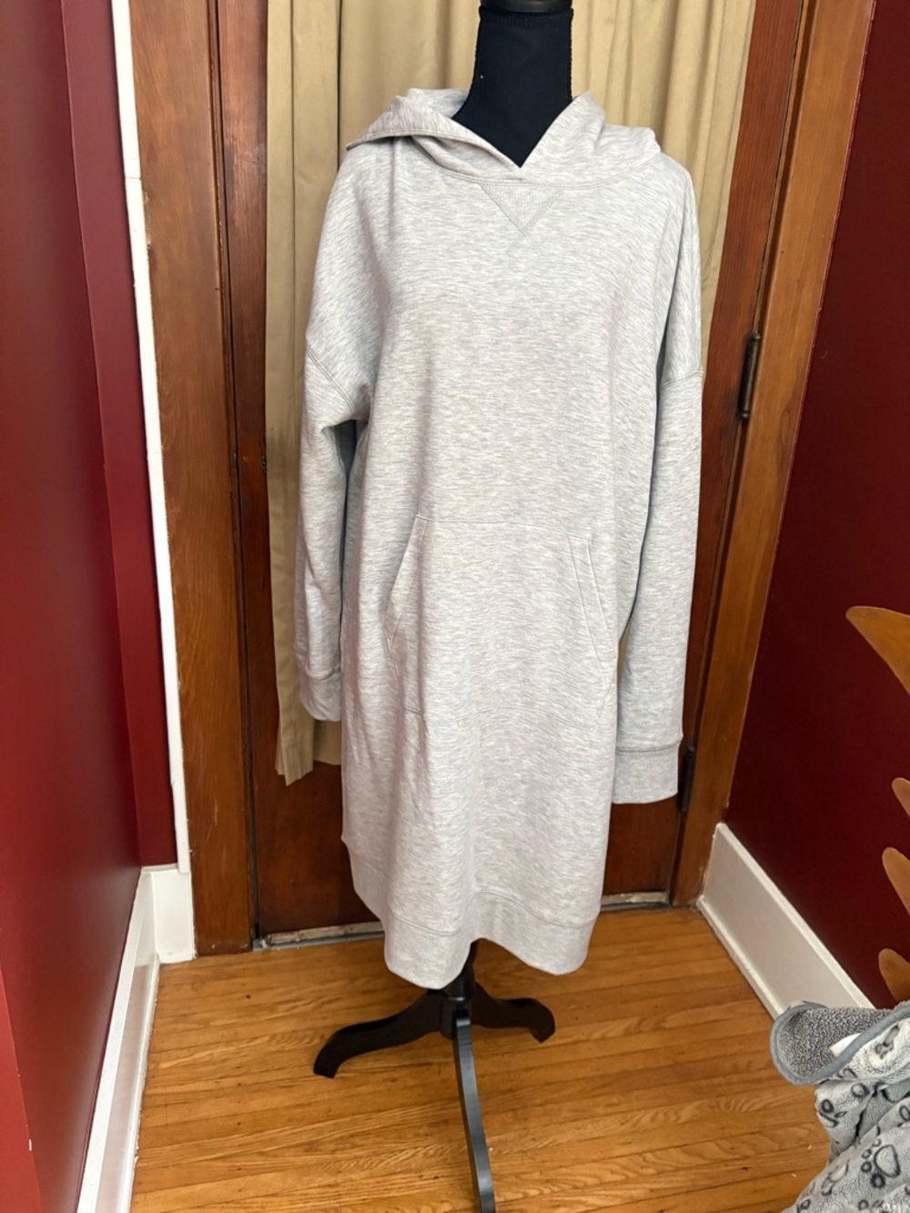 Light Gray Long Sleeve Hoodie Dress